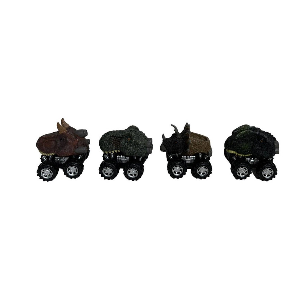 Dinosaur Head Monster Truck Small Pullback Car Toys Lot of 4 Stocking Stuffer